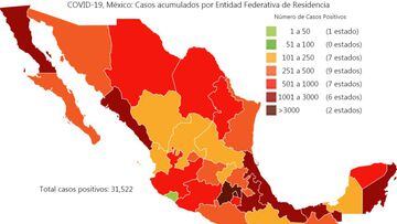 Mapa y casos de coronavirus en México por estados hoy 9 de mayo