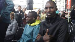 Atletas keniatas participaron en conferencia de prensa previa al Maraton de Santiago 2019, en el Centro Cultural Estacion Mapocho.