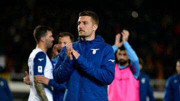 LECCE, ITALY - JANUARY 04: Sergej Milinkovic Savic of SS Lazio reacts after the Serie A match between US Lecce and SS Lazio at Stadio Via del Mare on January 04, 2023 in Lecce, Italy. (Photo by Marco Rosi - SS Lazio/Getty Images)