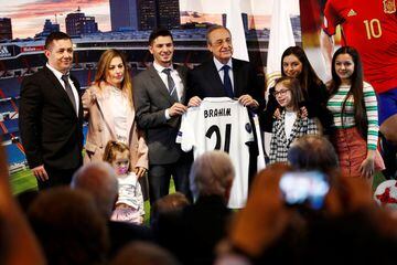 Brahim poses in the Real Madrid jersey