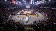 ATHENS, GREECE - MARCH 03: Panoramic view of Friendship Stadium during the 2019/2020 Turkish Airlines EuroLeague Regular Season Round 27 match between Olympiacos Piraeus and Panathinaikos Opap Athens at Peace and Friendship Stadium on March 03, 2020 in At