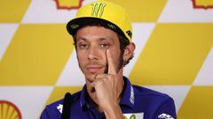 Yamaha MotoGP rider Valentino Rossi of Italy gestures during a press conference ahead of the Malaysian Motorcycle Grand Prix in Sepang, Malaysia, Thursday, Oct. 27, 2016. (AP Photo/Vincent Thian)