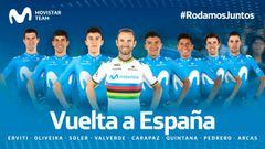 Equipo de Movistar Team para la Vuelta a Espa&ntilde;a con Alejandro Valverde, Richard Carapaz, Nairo Quintana y Marc Soler entre otros.