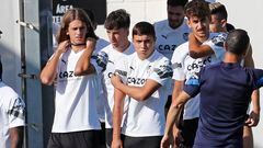 Yarek, Ribes, Javi Navarro y Yellu, en un entrenamiento con el primer equipo.
