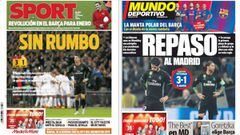 Portadas de los diarios Sport y Mundo Deportivo del d&iacute;a 2 de noviembre de 2017.