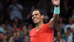 Rafael Nadal celebra su victoria contra Dominic Thiem en el Brisbane International.