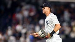 NEW YORK, NEW YORK - JUNE 15: Aaron Judge #99 of the New York Yankees celebrates after defeating the Tampa Bay Rays 4-3 at Yankee Stadium on June 15, 2022 in the Bronx borough of New York City.   Mike Stobe/Getty Images/AFP
== FOR NEWSPAPERS, INTERNET, TELCOS & TELEVISION USE ONLY ==