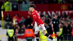 Manchester United's Alejandro Garnacho comes on as a substitute during the Premier League match at Old Trafford, Manchester. Picture date: Thursday April 28, 2022. (Photo by Martin Rickett/PA Images via Getty Images)