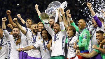 Sergio Ramos levanta la Duod&eacute;cima Copa de Europa del Real Madrid, conquistada en la final de la Champions League de Cardiff 2017.