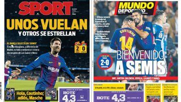 Portadas de los diarios Sport y Mundo Deportivo del d&iacute;a 26 de enero de 2018.