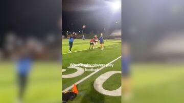 A TikTok video with the caption “when rugby players play football” has commenters arguing about why the lateral pass isn’t utilized more in football.