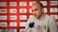 05 June 2021, Belgium, Tubize: Belgium&#039;s head coach Roberto Martinez speaks during a press conference for the team ahead of Sunday&#039;s international friendly soccer match against Croatia, held in preparation for the the UEFA EURO 2020 championship