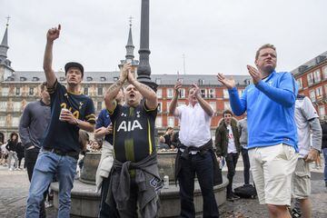 Tottenham supporters in Plaza Mayor this afternoon.