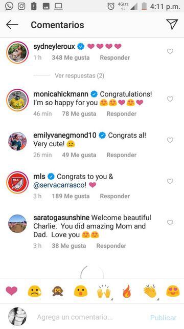 Este sábado 9 de mayo, Alex Morgan se llenó de felicitaciones tras dar a conocer la noticia del nacimiento de su primogénita junto a Servando Carrasco.