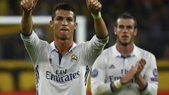 Champions League group stage - Group F - Signal Iduna Park. Real Madrid's Cristiano Ronaldo and Gareth Bale on the 2-2 draw in Germany.