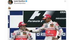 El tuit sutil de Hamilton que va contra Alonso