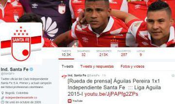 El ‘león‘ bogotano abrió su cuenta de Twitter en octubre de 2009. Actualmente la cuenta tiene 213 mil seguidores con tendencia al ascenso por su participación en Copa Libertadores.
