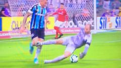 Goalkeeper reacts bizarrely to being sent off for horrific tackle