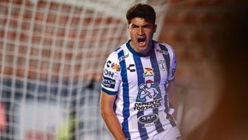 Nicolas Ibanez celebrates his goal 0-1 of Pachuca during the game Atletico San Luis vs Pachuca , corresponding to day 01 of the Torneo Clausura Grita Mexico C22 of Liga BBVA MX, at Alfonso Lastras Stadium, on January 6, 2022.  &lt;br&gt;&lt;br&gt;  Ni