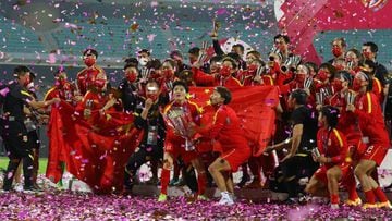 China celebra el t&iacute;tulo de la Copa Asia.