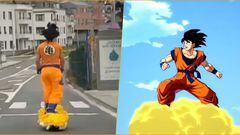 Goku y su paseo por Guipúzcoa en un patinete eléctrico al estilo nube Kinton