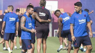Luis Su&aacute;rez y Messi, hace unos d&iacute;as en el entrenamiento. 