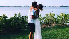 Álvaro Morata y Alice Campello dándose un beso un día antes de su boda.