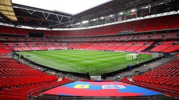 LONDON, ENGLAND - SEPTEMBER 26: General view inside the stadium prior to the UEFA Nations League League A Group 3 match between England and Germany at Wembley Stadium on September 26, 2022 in London, England. (Photo by Eddie Keogh - The FA/The FA via Getty Images)
