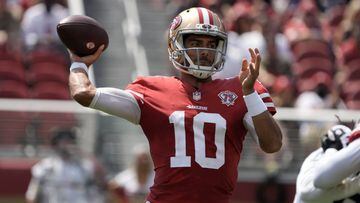 San Francisco coach Kyle Shanahan has not yet announced a starting quarterback for the start of the regular season. The Niners will play the Lions in Week 1.