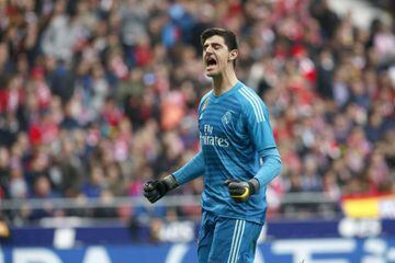 Courtois celebrates Bale's goal in Saturday's derby