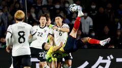 Soccer Football - International Friendly - Japan v Colombia - Yodoko Sakura Stadium, Osaka, Japan - March 28, 2023 Colombia's Rafael Borre scores their second goal REUTERS/Issei Kato