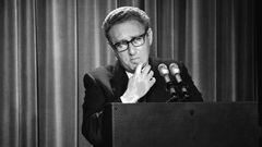 In this Thursday, May 3, 1973 photo, Henry Kissinger, President Nixon's foreign affairs adviser, briefs newsmen on Nixon's annual State the World report to Congress at the White House in Washington. The report states that North Vietnam risks renewed war with the Untied States unless it lives up to the Vietnam cease-fire. As the last U.S. combat troops left Vietnam 40 years ago, angry protesters still awaited them at home. North Vietnamese soldiers took heart from their foes' departure, and South Vietnamese who had helped the Americans feared for the future. While the fall of Saigon two years later  with its indelible images of frantic helicopter evacuations  is remembered as the final day of the Vietnam War, Friday marks an anniversary that holds greater meaning for many who fought, protested or otherwise lived it. (AP Photo/Harvey Georges)