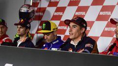 Pedrosa, Rossi y Márquez en la rueda de prensa de Cheste.