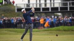 SOUTHPORT, ENGLAND - JULY 23:  Jordan Spieth of the United States hits his second shot on the 18th hole during the final round of the 146th Open Championship at Royal Birkdale on July 23, 2017 in Southport, England.  (Photo by Matthew Lewis/R&amp;A/R&amp;