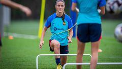 Bruna Vilamala, durante un entrenamiento con el Barcelona.