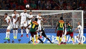 MOSCOW, RUSSIA - JUNE 18: Benjamin Moukandjo of Cameroon takes a free kick during the  FIFA Confederations Cup Russia 2017 Group B match between Cameroon and Chile at Spartak Stadium on June 18, 2017 in Moscow, Russia.  (Photo by Buda Mendes/Getty Images)