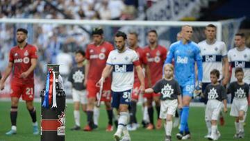 Jul 26, 2022; Vancouver, BC, Canada;  The Voyageurs cup is displayed as Toronto FC and Vancouver Whitecaps FC enter the pitch before the start of the first half at BC Place. Mandatory Credit: Anne-Marie Sorvin-USA TODAY Sports