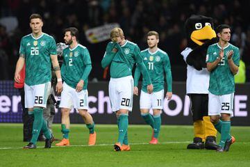 Los jugadores de Alemania, tras el amistoso contra Brasil.