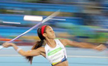 Katarina Johnson-Thompson of Great Britain competes in the Javelin Throw portion of the Heptathlon event of the Rio 2016 Olympic Games Athletics, Track and Field events at the Olympic Stadium in Rio de Janeiro, Brazil, 13 August 2016. (Atletismo, Brasil) 