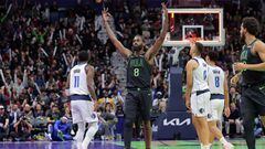Naji Marshall #8 of the New Orleans Pelicans celebrates a three-point shot during the first half of the NBA In-Season Tournament against the Dallas Mavericks at the Smoothie King Center on November 14, 2023 in New Orleans, Louisiana.