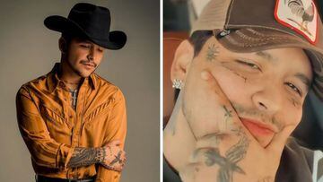 Christian Nodal presume sus nuevos tatuajes en el rostro