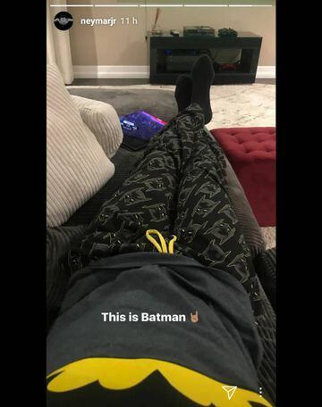 Neymar, con el pijama de Batman en Instagram Stories