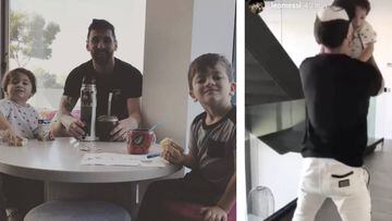 Messi, un padrazo con sus hijos Mateo y Thiago. Foto: Instagram