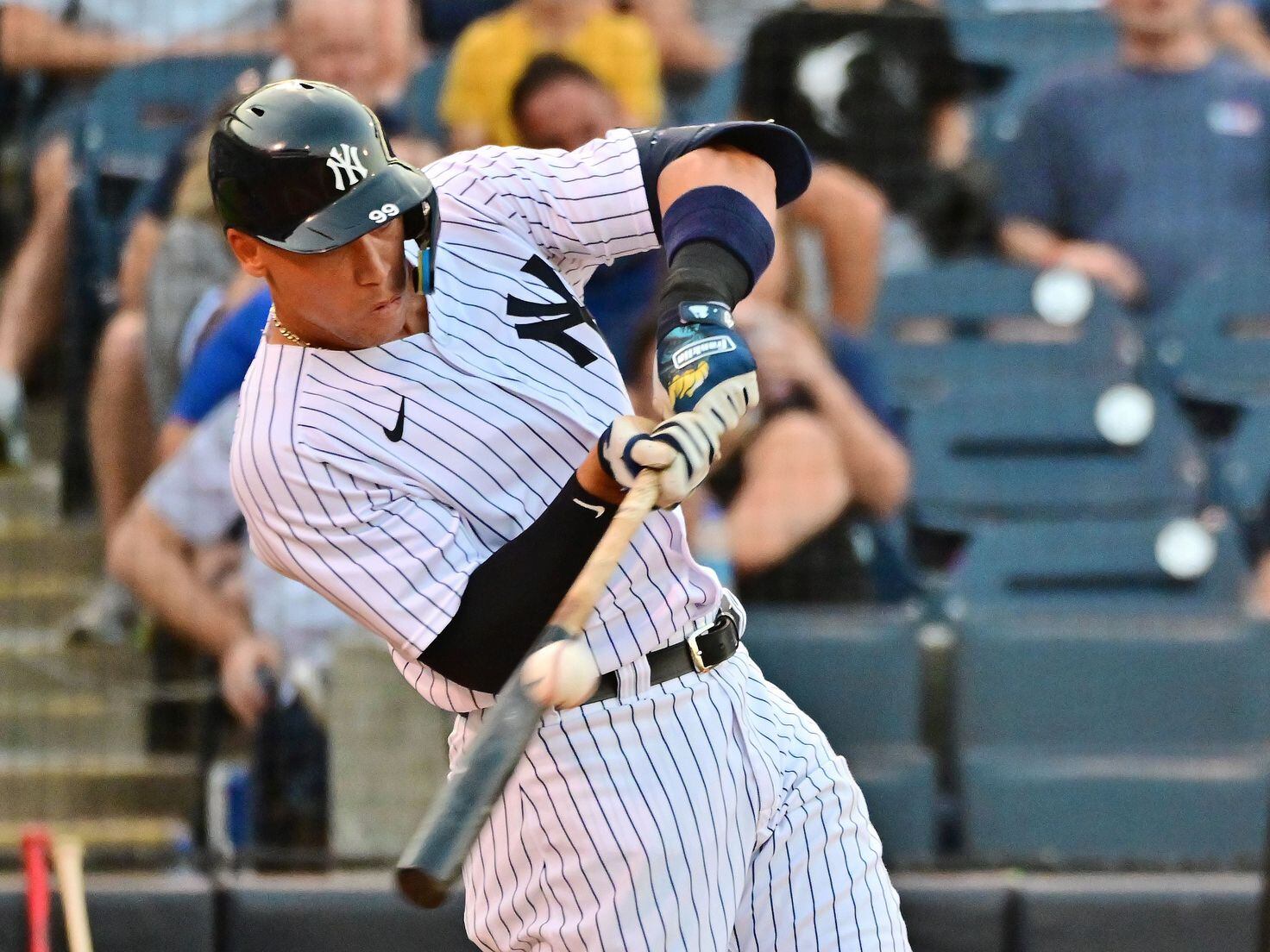 New York Yankees star Aaron Judge takes BP, fields on Wednesday