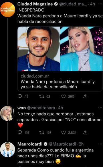 El cruce entre Wanda e Icardi en redes sociales.