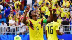 Carlos S&aacute;nchez celebrando el triunfo de la Selecci&oacute;n Colombia sobre Senegal en Samara que signific&oacute; la clasificaci&oacute;n a octavos de final del Mundial Rusia 2018