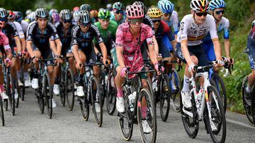 COLLÁU FANCUAYA, SPAIN - AUGUST 27: (L-R) Rigoberto Uran Uran of Colombia and Team EF Education - Easypost and Carlos Rodriguez Cano of Spain and Team INEOS Grenadiers compete during the 77th Tour of Spain 2022, Stage 8 a 153,4km stage from Pola de Laviana to Colláu Fancuaya 1084m / #LaVuelta22 / #WorldTour / on August 27, 2022 in Colláu Fancuaya, Spain. (Photo by Justin Setterfield/Getty Images)
