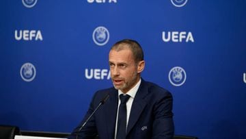 NYON, SWITZERLAND - APRIL 7: UEFA President Aleksander Ceferin during the UEFA Executive Committee Press Conference at the UEFA Headquarters, The House of the European Football, on April 7, 2022, in Nyon, Switzerland. (Photo by Kristian Skeie - UEFA/UEFA via Getty Images)