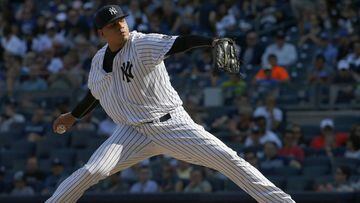 NEW YORK, NY - SEPTEMBER 05: Dellin Betances #68 of the New York Yankees delivers a pitch against the Toronto Blue Jays during the ninth inning of a game at Yankee Stadium on September 5, 2016 in the Bronx borough of New York City. The Yankees defeated th