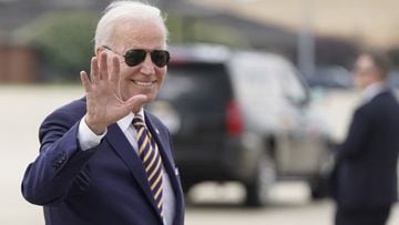 U.S. President Joe Biden salutes before boarding Air Force One to depart for Kiawah Island, South Carolina, from Joint Base Andrews in Maryland, U.S., August 10, 2022.